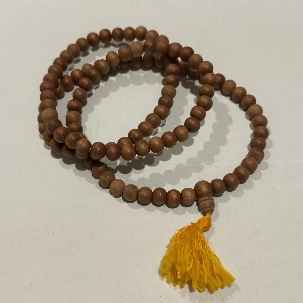 Yoga Mala Wooden Prayer Beads Necklace with Tassel
